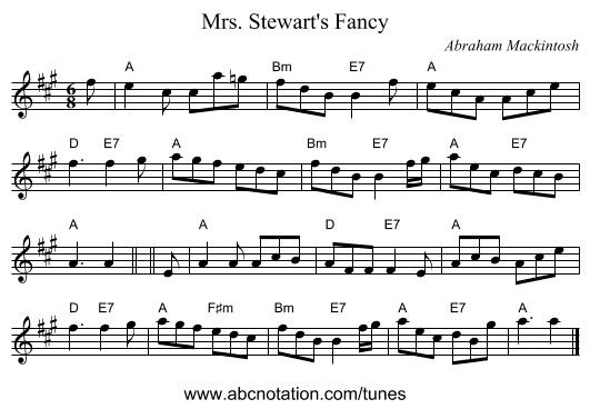 Mrs. Stewart's Fancy - staff notation