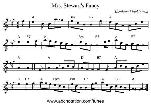 Mrs. Stewart's Fancy - staff notation