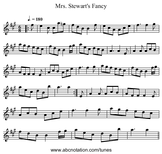 Mrs. Stewart's Fancy - staff notation