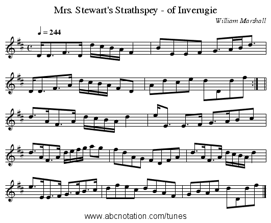 Mrs. Stewart's Strathspey - of Inverugie - staff notation