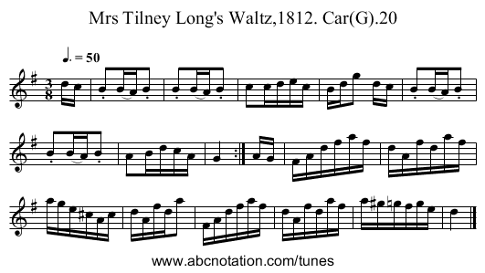 Mrs Tilney Long's Waltz,1812. Car(G).20 - staff notation