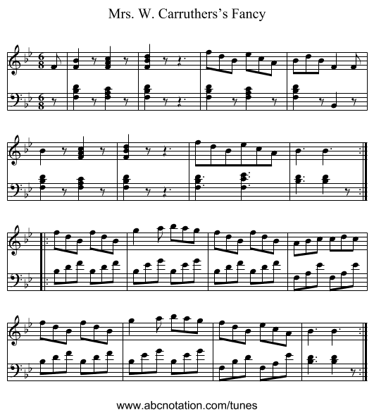 Mrs. W. Carruthers’s Fancy - staff notation