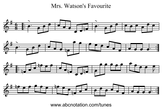 Mrs. Watson's Favourite - staff notation