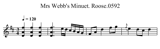 Mrs Webb's Minuet. Roose.0592 - staff notation