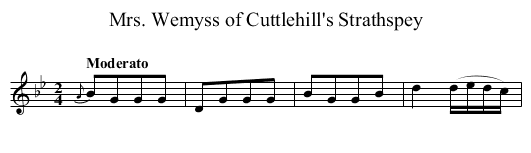 Mrs. Wemyss of Cuttlehill's Strathspey - staff notation