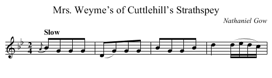 Mrs. Weyme’s of Cuttlehill’s Strathspey - staff notation