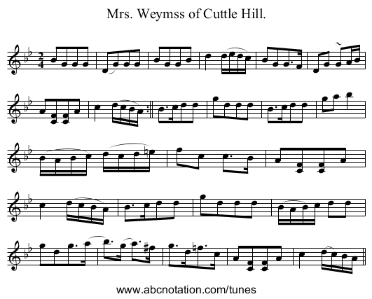 Mrs. Weymss of Cuttle Hill. - staff notation
