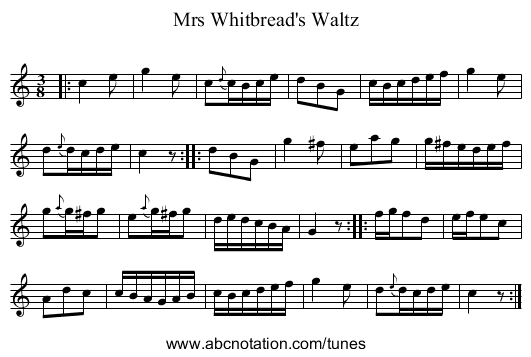 Mrs Whitbread's Waltz - staff notation