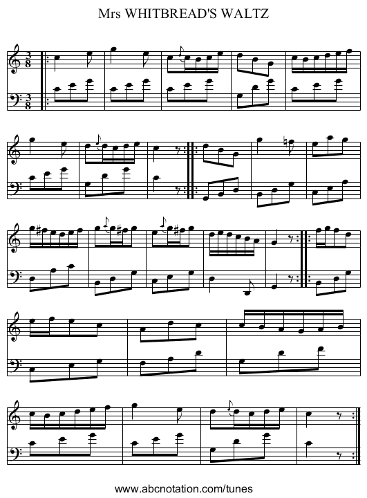 Mrs WHITBREAD'S WALTZ - staff notation