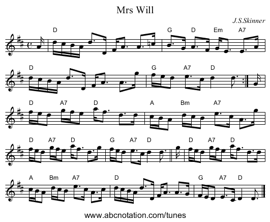 Mrs Will - staff notation