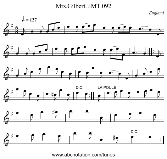 Mrs.Gilbert. JMT.092 - staff notation