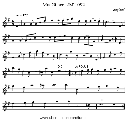 Mrs.Gilbert. JMT.092 - staff notation