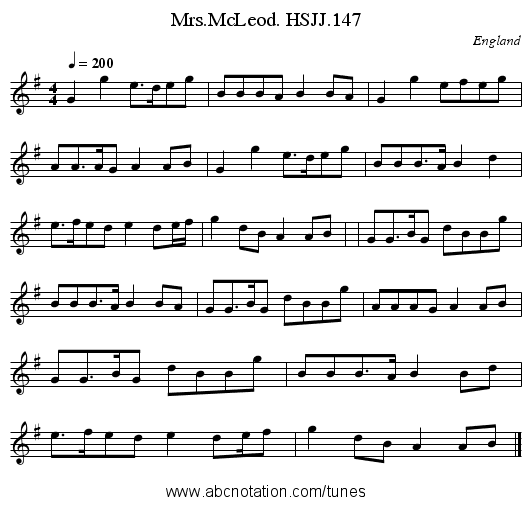 Mrs.McLeod. HSJJ.147 - staff notation