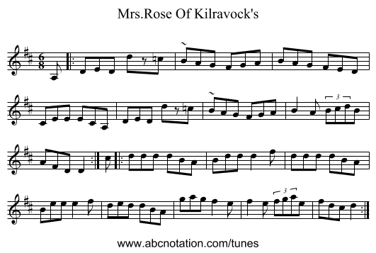 Mrs.Rose Of Kilravock's - staff notation