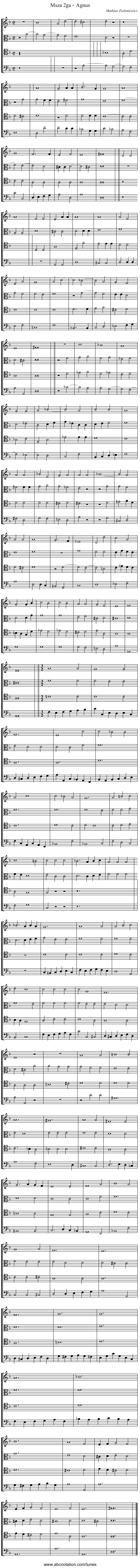 Msza 2ga – Agnus - staff notation