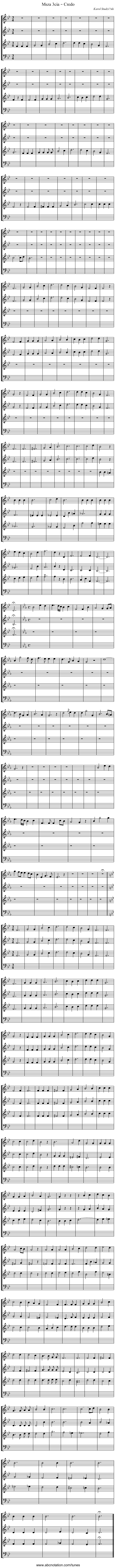 Msza 3cia – Credo - staff notation