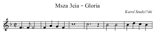 Msza 3cia – Gloria - staff notation
