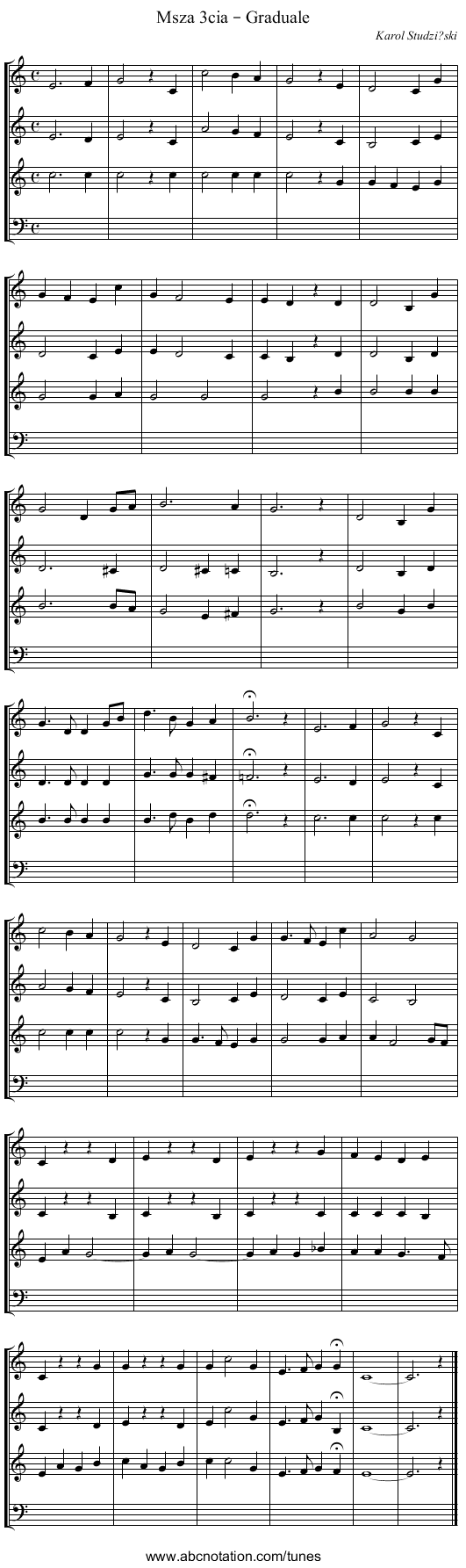 Msza 3cia – Graduale - staff notation