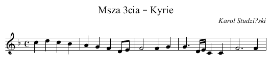Msza 3cia – Kyrie - staff notation