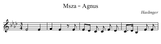 Msza – Agnus - staff notation