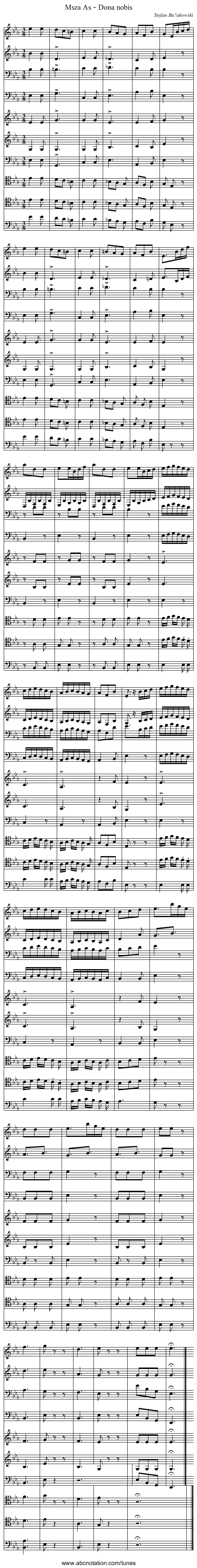 Msza As – Dona nobis - staff notation