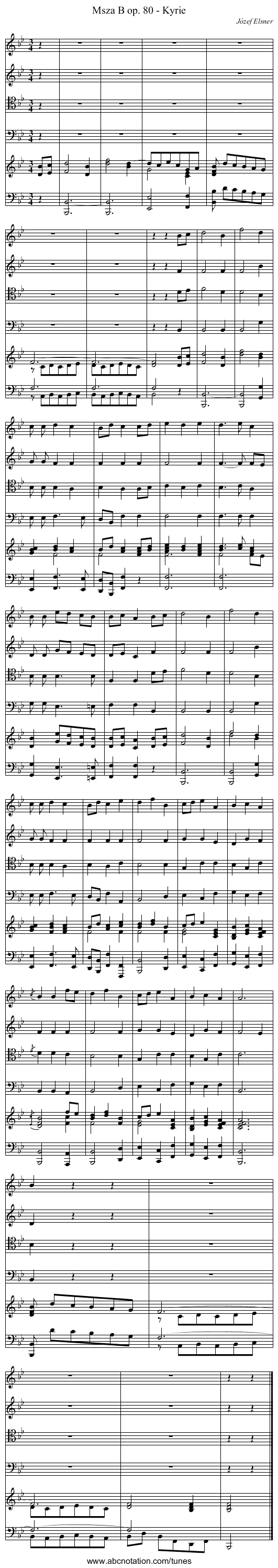 Msza B op. 80 - Kyrie - staff notation