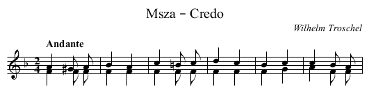 Msza – Credo - staff notation