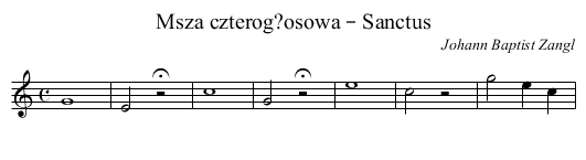 Msza czterog?osowa – Sanctus - staff notation