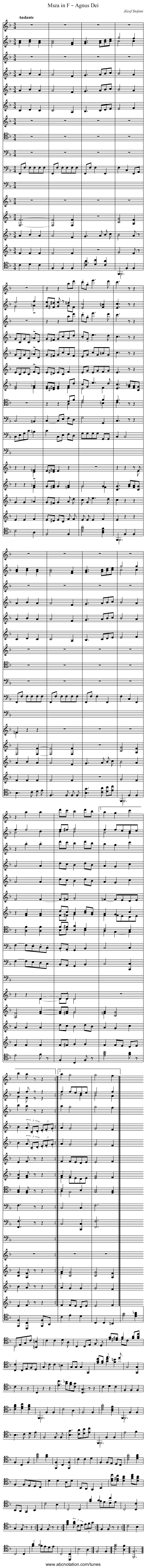 Msza in F – Agnus Dei - staff notation