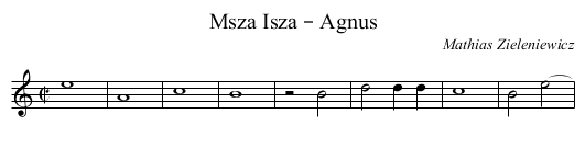 Msza Isza – Agnus - staff notation