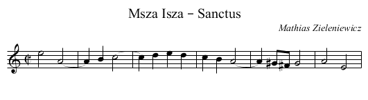 Msza Isza – Sanctus - staff notation