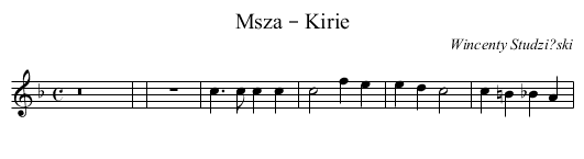 Msza – Kirie - staff notation