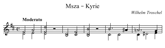 Msza – Kyrie - staff notation