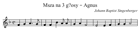 Msza na 3 g?osy – Agnus - staff notation