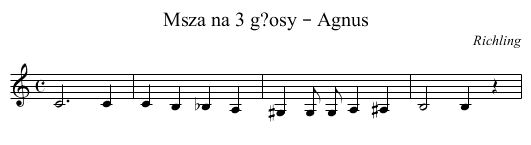 Msza na 3 g?osy – Agnus - staff notation