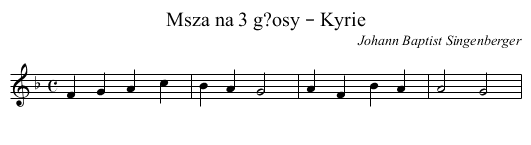 Msza na 3 g?osy – Kyrie - staff notation