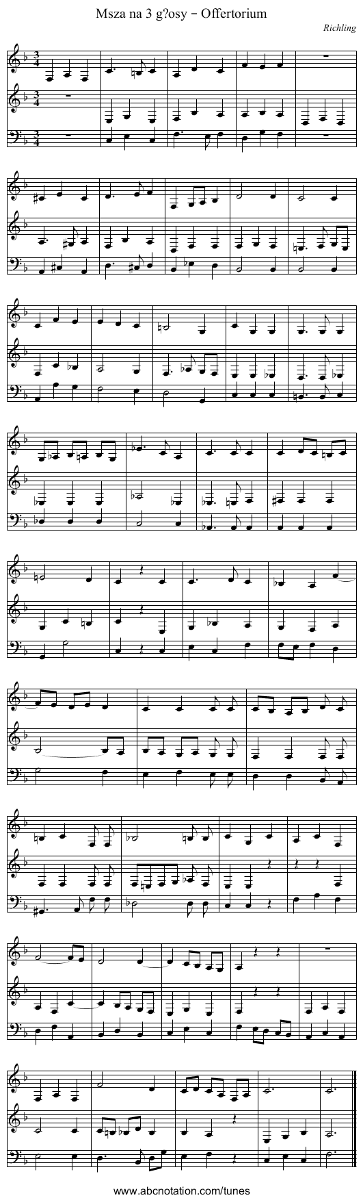 Msza na 3 g?osy – Offertorium - staff notation