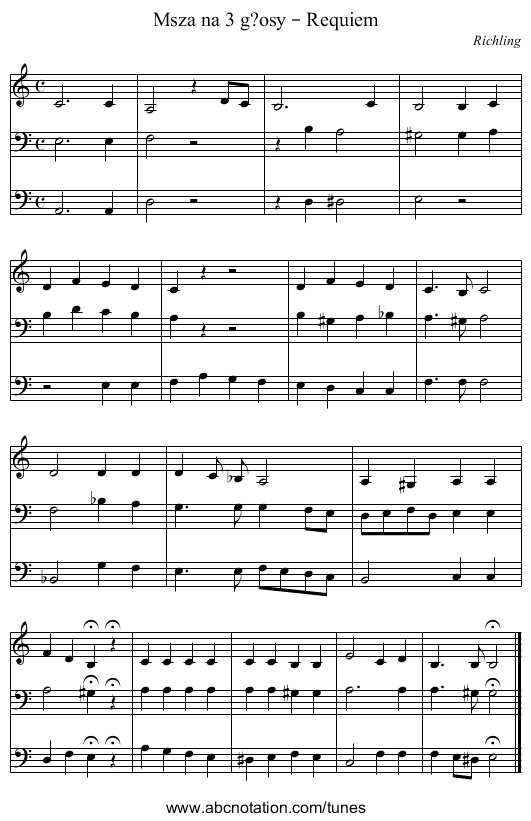Msza na 3 g?osy – Requiem - staff notation