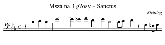 Msza na 3 g?osy – Sanctus - staff notation