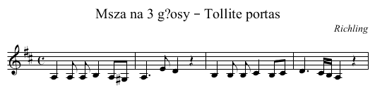 Msza na 3 g?osy – Tollite portas - staff notation