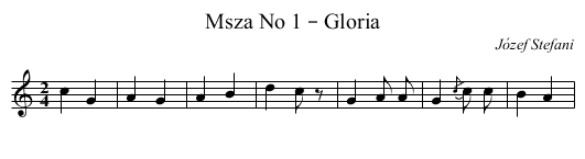 Msza No 1 – Gloria - staff notation