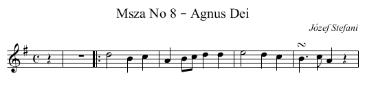 Msza No 8 – Agnus Dei - staff notation