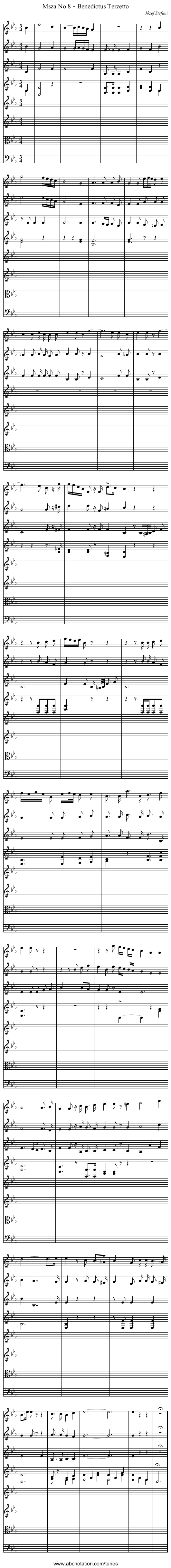 Msza No 8 – Benedictus Terzetto - staff notation