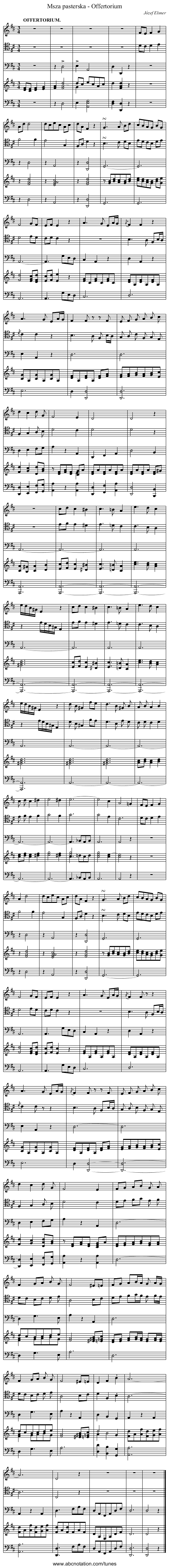 Msza pasterska - Offertorium - staff notation