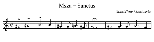 Msza – Sanctus - staff notation