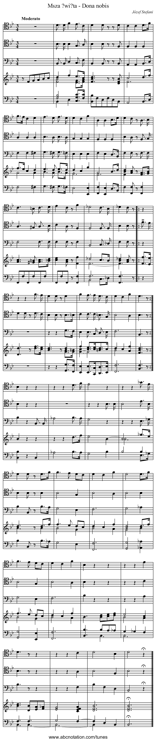 Msza ?wi?ta - Dona nobis - staff notation