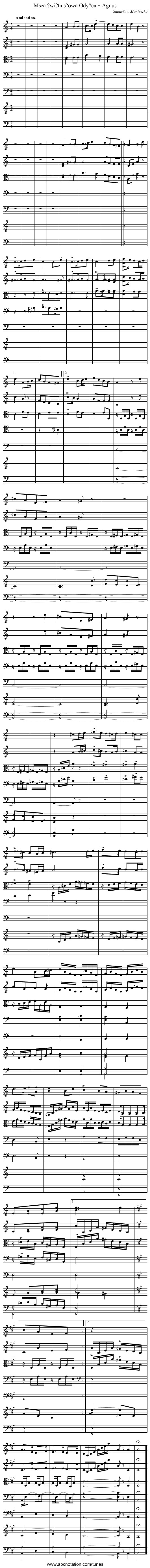 Msza ?wi?ta s?owa Ody?ca – Agnus - staff notation