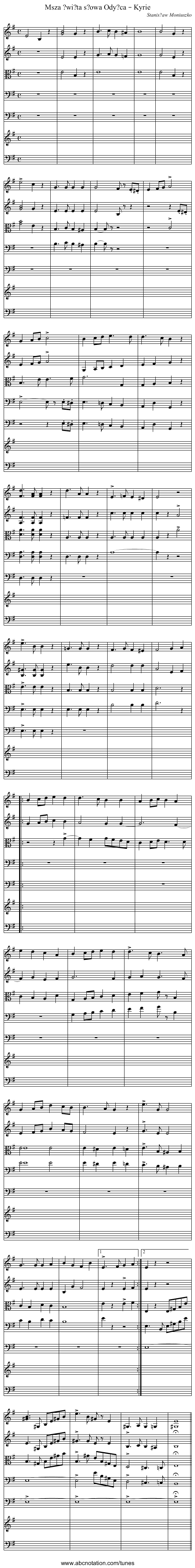 Msza ?wi?ta s?owa Ody?ca – Kyrie - staff notation
