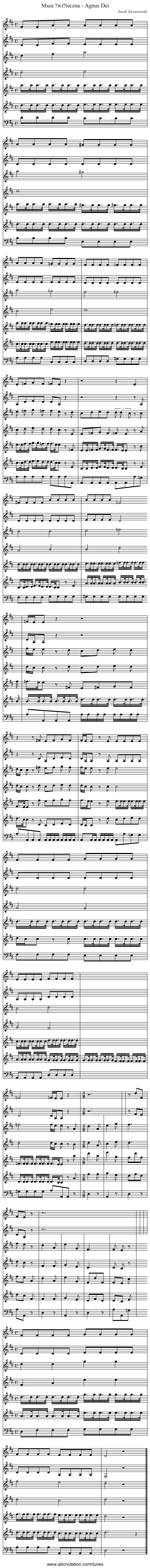 Msza ?wi?teczna - Agnus Dei - staff notation