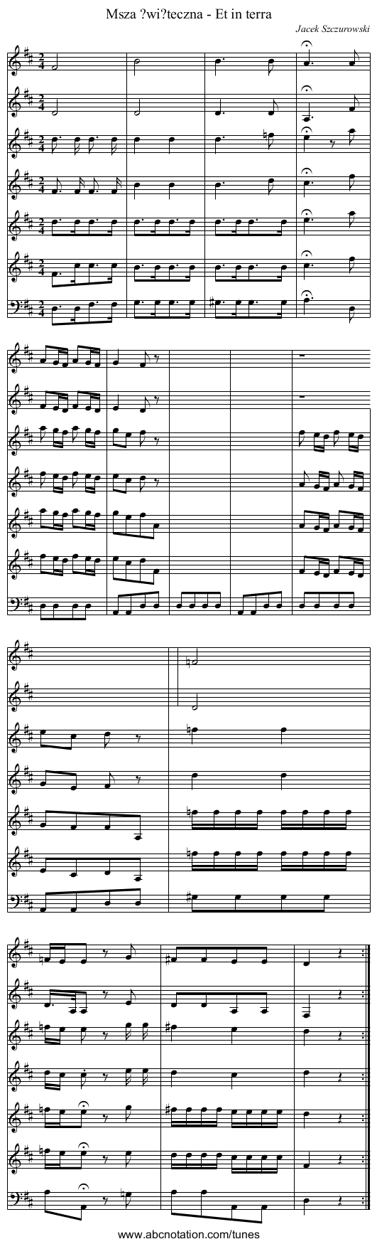 Msza ?wi?teczna - Et in terra - staff notation